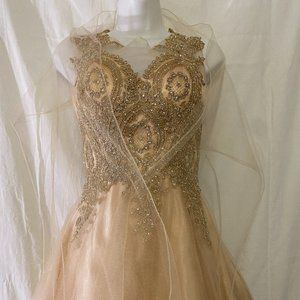 Champagne Hoco Dama Quince Formal Dress